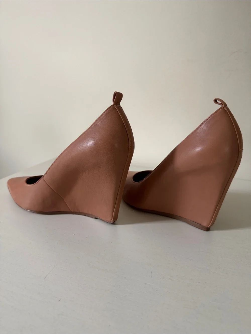 Pour La Victoire Tan Wedge Pointed-Toe Pumps